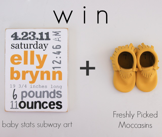 {GIVEAWAY} FRESHLY PICKED MOCCS + BABY STATS SUBWAY ART