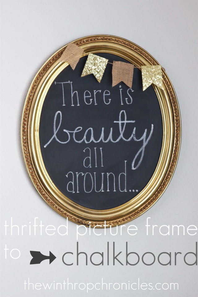 thrifted picture frame to chalkboard