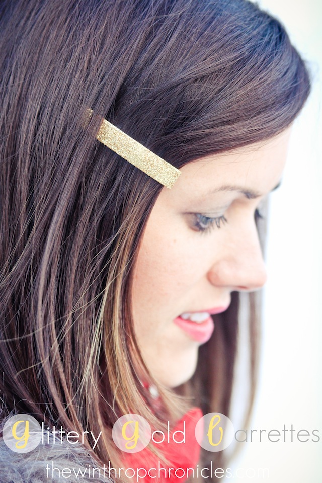 glittery gold barrettes