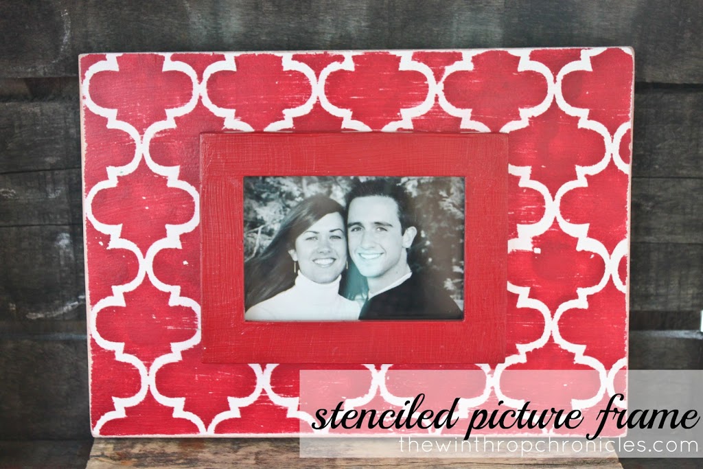 stenciled picture frame