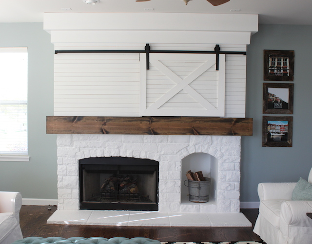 FIREPLACE MAKEOVER WITH BARN DOOR